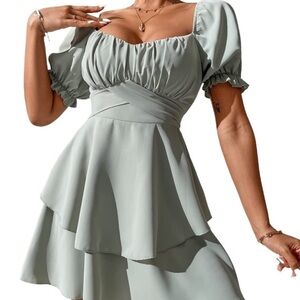 Stylish Puff Sleeve Dress with Bow